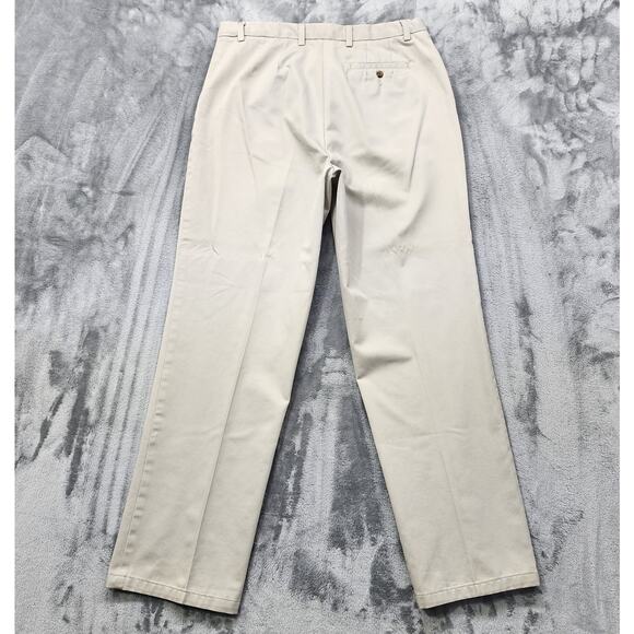 Vintage Eddie Bauer Pants Womens 14 Tan Khaki Comfort Waist High Rise Tapered - Picture 4 of 16